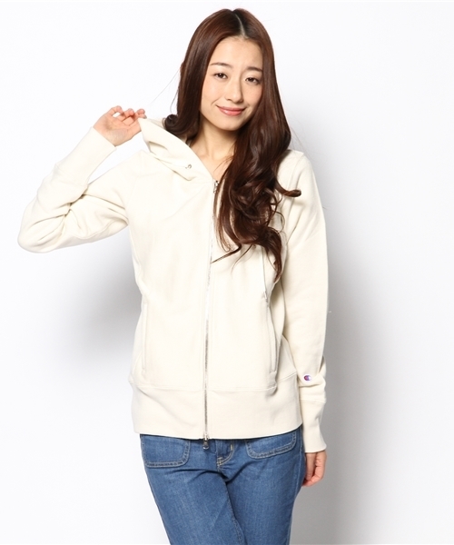 NANO universe（ナノユニバース）の「Champion/NU別注リバースウィーブ  フルジップカラーパーカー（パーカー・レディース・アイボリー/ネイビー/ブルー/レッド/グレー・MEDIUM）」の16枚目の写真