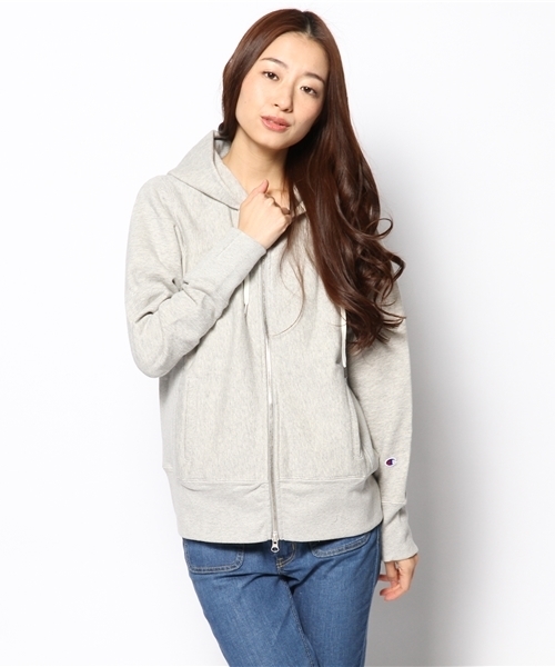 NANO universe（ナノユニバース）の「Champion/NU別注リバースウィーブ  フルジップカラーパーカー（パーカー・レディース・アイボリー/ネイビー/ブルー/レッド/グレー・MEDIUM）」の17枚目の写真