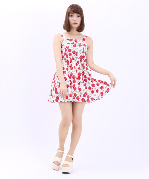 チェリー柄 ノースリーブワンピース WEGO（ウィゴー）の「WEGO/チェリー柄ノースリーブワンピース