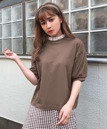 one after another NICE CLAUP | 異素材フリル 衿トップス(Tシャツ/カットソー)