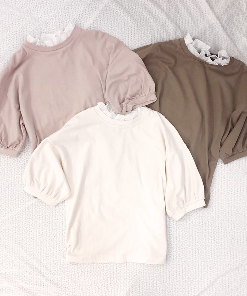 one after another NICE CLAUP（ワンアフターアナザーナイスクラップ）の「異素材フリル 衿トップス（Tシャツ/カットソー・レディース・ベージュ/アイボリー/モカ・FREE）」の22枚目の写真