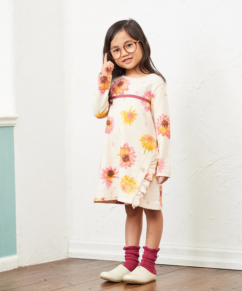 Hakka Kids ハッカキッズ の ジュニアサイズ ダリアプリントワンピース ワンピース Wear