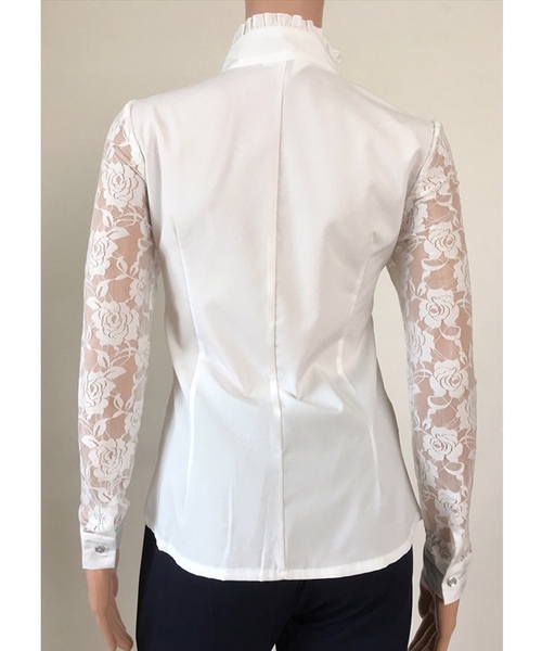 Lace Ladies(レースレディース)の「袖レースデザイン立ち襟フリルブラウス シャツ(シャツ/ブラウス・レディース・ブラック/ホワイト・L/M/S/XL/XXL)」の20枚目の写真