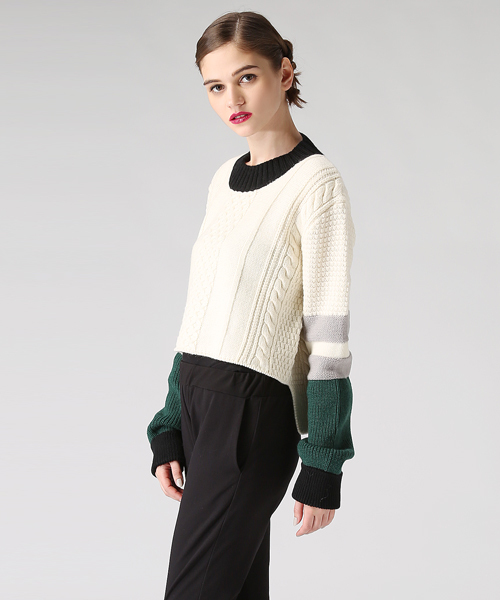 mame（マメ）の「KNIT（ニット/セーター・レディース・ホワイト/ブルー・1）」の3枚目の写真