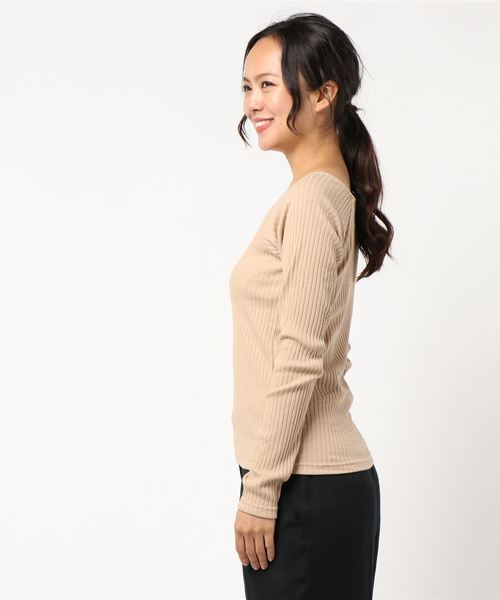 KOBE LETTUCE（コウベレタス）の「[スクエアorプチハイネック]選べる2typeテレコトップス（ニット/セーター・レディース・ブラック/ベージュ/オフホワイト/グリーン/ホワイト系その他/ブラック系その他/ベージュ系その他/グリーン系その他・1/2）」の9枚目の写真