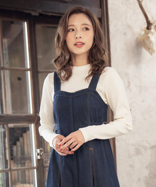 KOBE LETTUCE（コウベレタス）の「[スクエアorプチハイネック]選べる2typeテレコトップス（ニット/セーター・レディース・ブラック/ベージュ/オフホワイト/グリーン/ホワイト系その他/ブラック系その他/ベージュ系その他/グリーン系その他・1/2）」の3枚目の写真