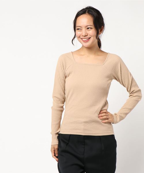 KOBE LETTUCE（コウベレタス）の「[スクエアorプチハイネック]選べる2typeテレコトップス（ニット/セーター・レディース・ブラック/ベージュ/オフホワイト/グリーン/ホワイト系その他/ブラック系その他/ベージュ系その他/グリーン系その他・1/2）」の11枚目の写真