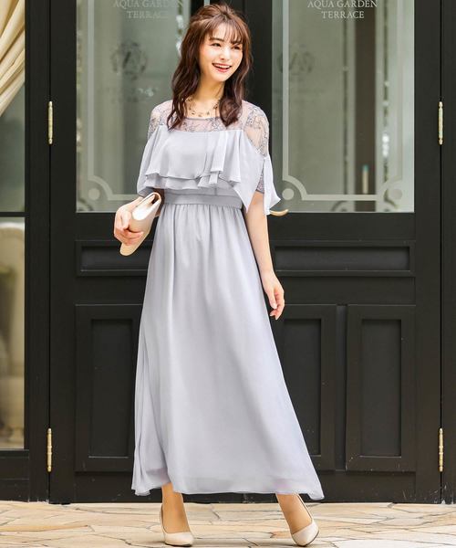 パーティードレス ドレス ドレス Letter 結婚式ワンピース Fashion セール Letter ファッションレター のファッション 2wayレース シフォンロング Fashion 4年保証 の ドレス