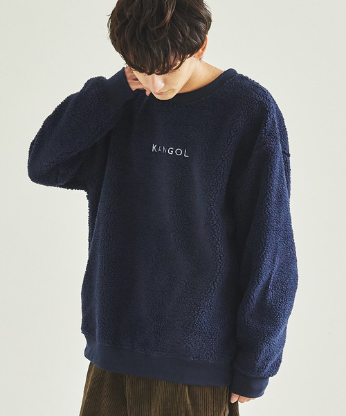 KANGOL(カンゴール)の「KANGOL シープボア オーバーサイズトレーナー フリース ビッグシルエット ドロップショルダー(スウェット・メンズ・オフホワイト/ブラック/杢グレー/キャメル/オリーブ/ネイビー・M/L)」の5枚目の写真