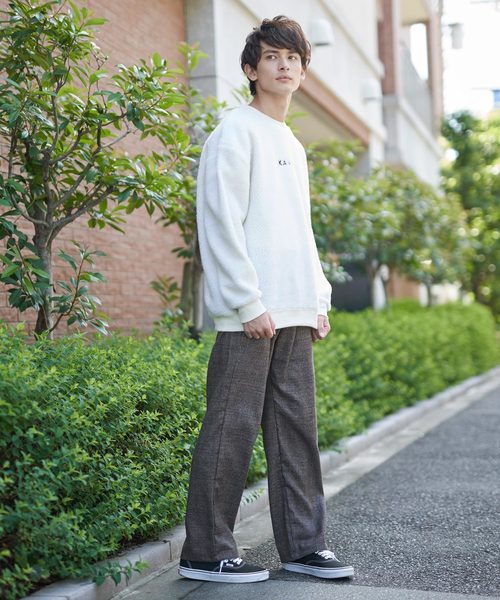 KANGOL(カンゴール)の「KANGOL シープボア オーバーサイズトレーナー フリース ビッグシルエット ドロップショルダー(スウェット・メンズ・オフホワイト/ブラック/杢グレー/キャメル/オリーブ/ネイビー・M/L)」の21枚目の写真