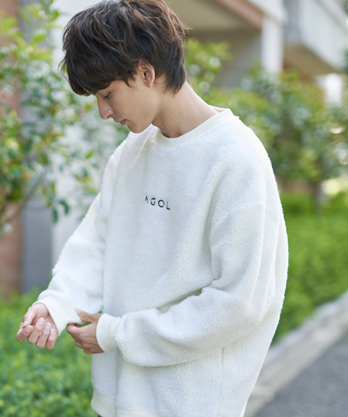 KANGOL(カンゴール)の「KANGOL シープボア オーバーサイズトレーナー フリース ビッグシルエット ドロップショルダー(スウェット・メンズ・オフホワイト/ブラック/杢グレー/キャメル/オリーブ/ネイビー・M/L)」の20枚目の写真