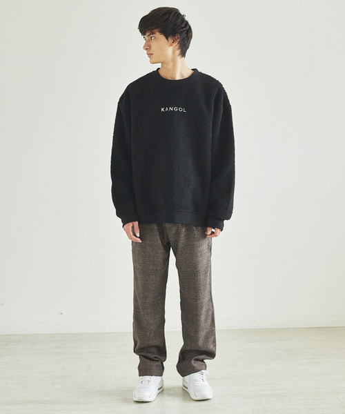KANGOL(カンゴール)の「KANGOL シープボア オーバーサイズトレーナー フリース ビッグシルエット ドロップショルダー(スウェット・メンズ・オフホワイト/ブラック/杢グレー/キャメル/オリーブ/ネイビー・M/L)」の17枚目の写真