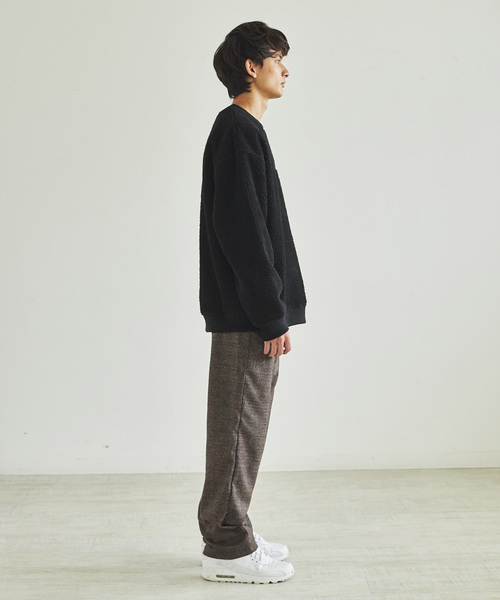 KANGOL(カンゴール)の「KANGOL シープボア オーバーサイズトレーナー フリース ビッグシルエット ドロップショルダー(スウェット・メンズ・オフホワイト/ブラック/杢グレー/キャメル/オリーブ/ネイビー・M/L)」の18枚目の写真