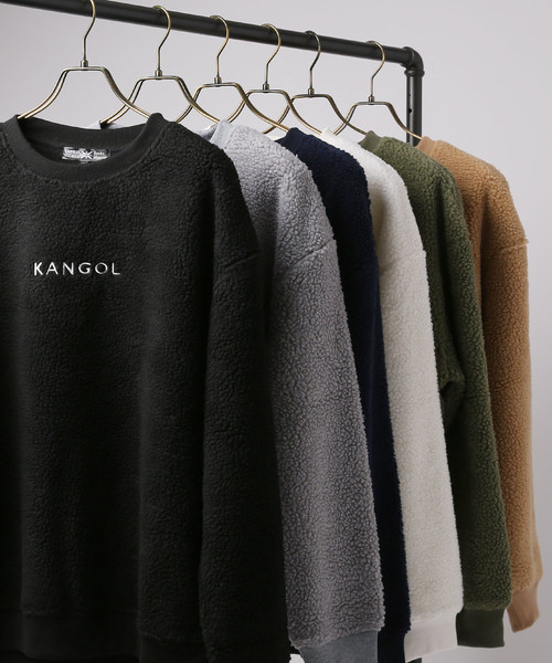 KANGOL(カンゴール)の「KANGOL シープボア オーバーサイズトレーナー フリース ビッグシルエット ドロップショルダー(スウェット・メンズ・オフホワイト/ブラック/杢グレー/キャメル/オリーブ/ネイビー・M/L)」の16枚目の写真