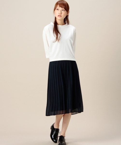BEAUTY&YOUTH UNITED ARROWS(ビューティーアンドユースユナイテッドアローズ)の「BYSF ハイネック×プリーツ カサネワンピース ◆(ワンピース・レディース・ホワイト/ブラック/ネイビー・フリー)」の1枚目の写真