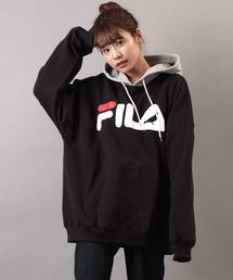 【FILA heritage × STAPLE】ダブルネームステイプルコラボ フロントロゴプリント ポケット付 裏毛プルパーカー
