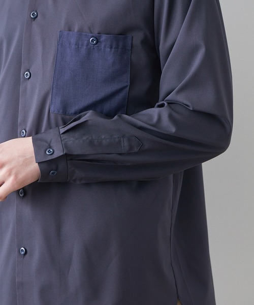 JUNRED(ジュンレッド)の「切替ノーカラーシャツ(シャツ/ブラウス・メンズ・ベージュ/ネイビー・M/L/LL)」の12枚目の写真