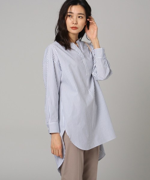 セール 洗える スリットネック前後差ストライプシャツ シャツ ブラウス Untitled アンタイトル のファッション通販 Zozotown