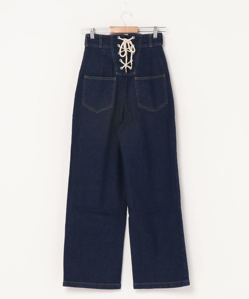 Culture Medium(カルチャーミディアム)の「デニムバックレースアップパンツ(デニムパンツ・レディース・ホワイト/ネイビー/サックスブルー/ブルー・FREE)」の6枚目の写真