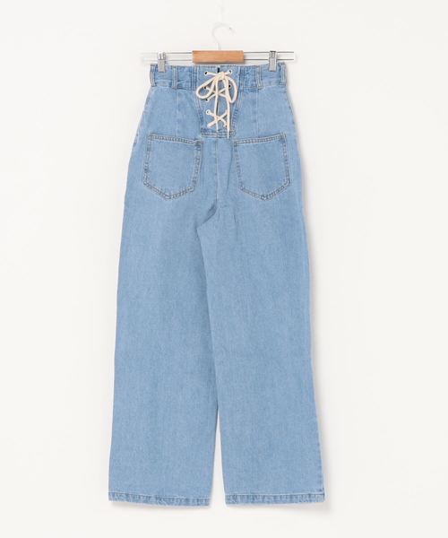 Culture Medium(カルチャーミディアム)の「デニムバックレースアップパンツ(デニムパンツ・レディース・ホワイト/ネイビー/サックスブルー/ブルー・FREE)」の5枚目の写真
