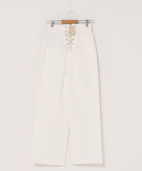Culture Medium(カルチャーミディアム)の「デニムバックレースアップパンツ(デニムパンツ・レディース・ホワイト/ネイビー/サックスブルー/ブルー・FREE)」の7枚目の写真