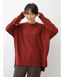 クルーネック前後差ニットチュニック *