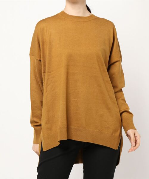 AMERICAN HOLIC(アメリカンホリック)の「クルーネック前後差ニットチュニック *(ニット/セーター・レディース・グリーン/アイボリー/杢グレー/マスタード/ブラウン/ベージュ/ブラック・FREE)」の13枚目の写真