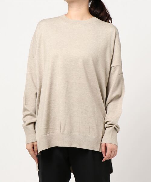 AMERICAN HOLIC(アメリカンホリック)の「クルーネック前後差ニットチュニック *(ニット/セーター・レディース・グリーン/アイボリー/杢グレー/マスタード/ブラウン/ベージュ/ブラック・FREE)」の10枚目の写真