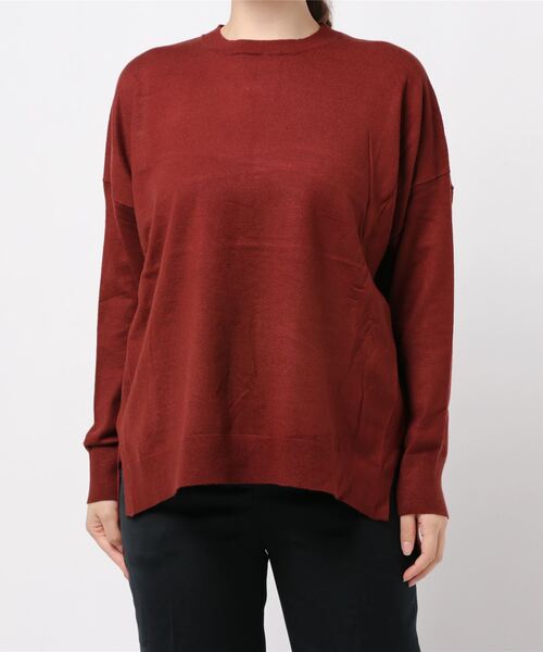 AMERICAN HOLIC(アメリカンホリック)の「クルーネック前後差ニットチュニック *(ニット/セーター・レディース・グリーン/アイボリー/杢グレー/マスタード/ブラウン/ベージュ/ブラック・FREE)」の14枚目の写真