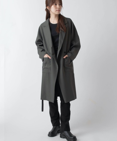 La SRIC（ラスリック）の「La SRIC/抜け衿ロングテーラージャケット【セットアップ可】（テーラードジャケット・レディース・ブラック/カーキ/テラコッタ・38）」の2枚目の写真