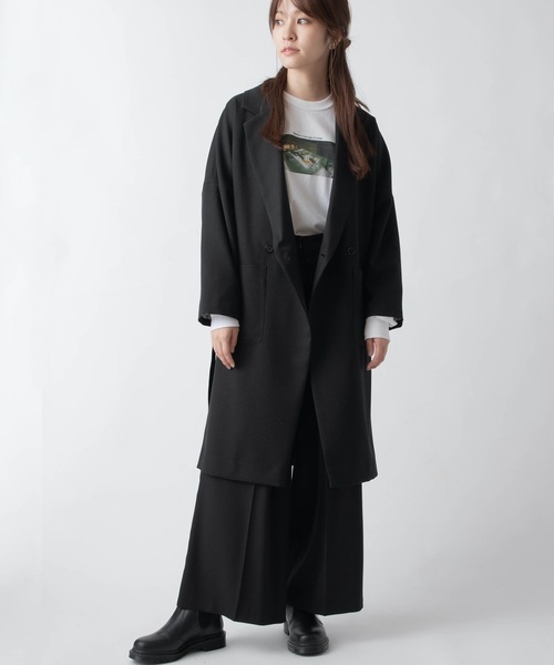 La SRIC（ラスリック）の「La SRIC/抜け衿ロングテーラージャケット【セットアップ可】（テーラードジャケット・レディース・ブラック/カーキ/テラコッタ・38）」の3枚目の写真