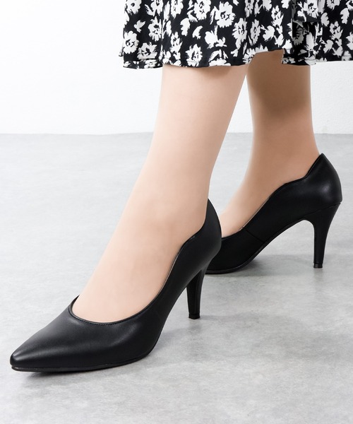 LibertyDoll(リバティードール)の「Liberty doll / ポインテッドトゥ スカラップカット 美脚ピンヒールパンプス 8.5cmヒール オフィス 結婚式 セレモニー フォーマル(1141)(パンプス・レディース・ブラック/オリーブ/ワイン/グレイッシュベージュ/ベージュ/グレー/ブラック系その他/ネイビー/シルバー・LL/3L/SS/S/M/L)」の2枚目の写真