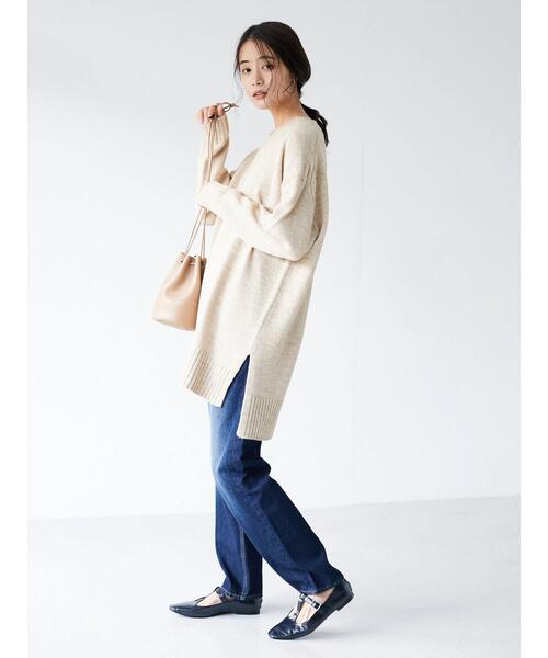 CRAFT STANDARD BOUTIQUE(クラフトスタンダードブティック)の「Vネックニットチュニック *(ニット/セーター・レディース・アイボリー/カーキ/ブラウン・FREE)」の9枚目の写真