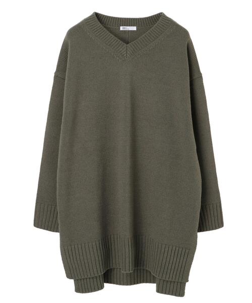 CRAFT STANDARD BOUTIQUE(クラフトスタンダードブティック)の「Vネックニットチュニック *(ニット/セーター・レディース・アイボリー/カーキ/ブラウン・FREE)」の3枚目の写真