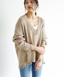 Auntie Rosa Holiday | 【Holiday】コットンダメージVニット(ニット/セーター)