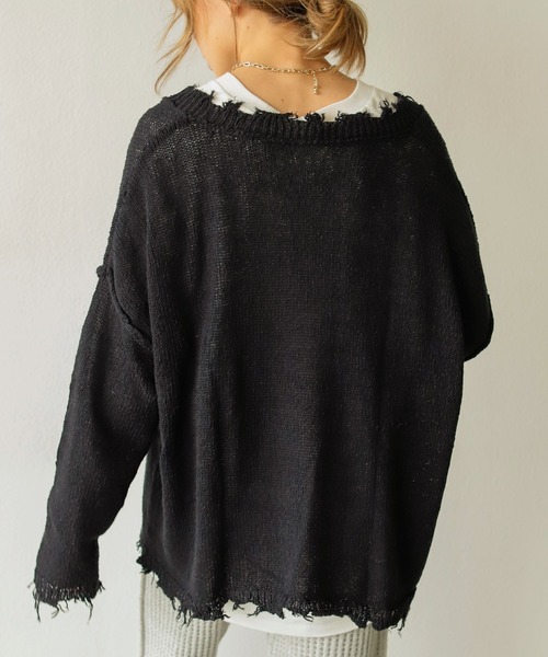 Auntie Rosa Holiday（アンティローザホリデー）の「コットンダメージVニット（ニット/セーター・レディース・ホワイト/ブラック/グリーン/グレイッシュベージュ・FREE）」の22枚目の写真