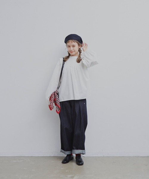 MERLOT（メルロー）の「シャーリングスタンドブラウス（シャツ/ブラウス・レディース・ナチュラル/ネイビー・FREE）」の17枚目の写真