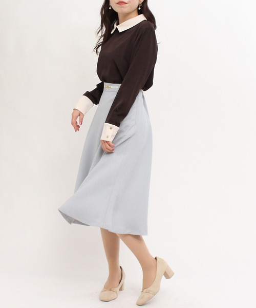 TRUDEA（トルディア）の「配色使い襟付きブラウス（シャツ/ブラウス・レディース・ブラック/ベージュ/グレイッシュベージュ/ブラウン/アイボリー/ピンクベージュ・MEDIUM/LARGE）」の18枚目の写真