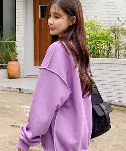 muahmuah（ムーアムーア）の「A'GEM/9 × .kom『muah muah/ムーアムーア』SIGNATURE LOGO LINE LOWER MTM/シグネチャー ロゴライン ロワー スウェットシャツ トレーナー（スウェット・レディース・ブラック/アイボリー/グレー/インディゴブルー/カーキ/ピンク/パープル・FREE）」の20枚目の写真