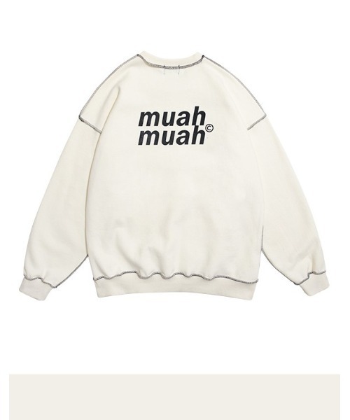 25％OFF 送料無料  muah muah ムーアムーア SIGNATURE LOGO LINE LOWER MTM/シグネチャー ロゴライン ロワー スウェットクルー　裏起毛 muahmuah 25％OFF 送料無料 muah ムーアムーア SIGNATURE LOGO