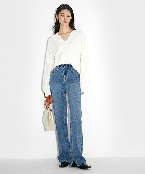 chuclla(チュクラ)の「【chuclla】【2021/SS】Straight slit denim sb-4 chw1464(デニムパンツ・レディース・ブルー・L/M/S)」の10枚目の写真
