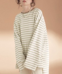 Bab | 【WEB限定】ビッグシルエットボーダー袖ボリュームトップス(Tシャツ/カットソー)