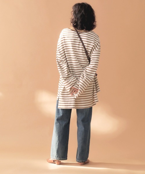 Bab（バブ）の「【WEB限定】ビッグシルエットボーダー袖ボリュームトップス（Tシャツ/カットソー・レディース・ネイビー/ブラウン/ライトグリーン・FREE）」の19枚目の写真