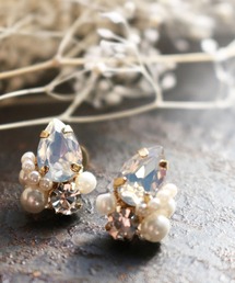 MAYGLOBE Veil / アクリルパールxドロップビジュープチイヤリング