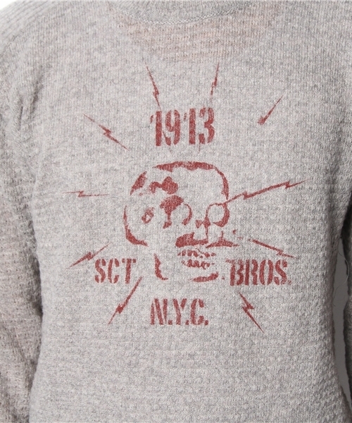 Schott(ショット)の「Schott/ショット/THERMAL KNIT SKULL/サーマル ニット スカル(ニット/セーター・メンズ・ブラック/グレー・SMALL/LARGE/MEDIUM)」の5枚目の写真