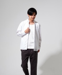 【BLUE STANDARD】楽ケアオックスリラックスBD(ボタンダウン)ビッグシルエット長袖シャツ(オーガニックコットン使用)