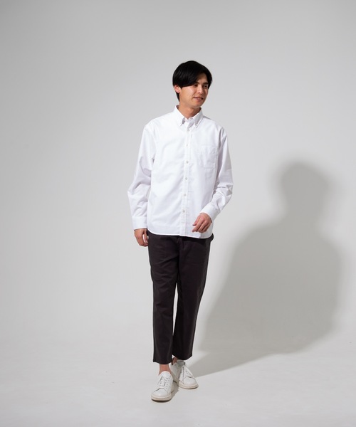 Blue Standard (ブルースタンダード)の「【BLUE STANDARD】楽ケアオックスリラックスBD(ボタンダウン)ビッグシルエット長袖シャツ(オーガニックコットン使用)(シャツ/ブラウス・メンズ・ホワイト/ブルー系その他/スミクロ/ダークグリーン・X-LARGE/LARGE/MEDIUM)」の9枚目の写真