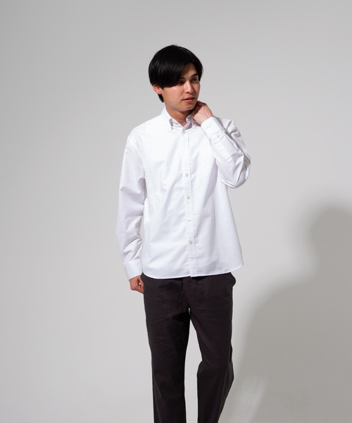 Blue Standard (ブルースタンダード)の「【BLUE STANDARD】楽ケアオックスリラックスBD(ボタンダウン)ビッグシルエット長袖シャツ(オーガニックコットン使用)(シャツ/ブラウス・メンズ・ホワイト/ブルー系その他/スミクロ/ダークグリーン・X-LARGE/LARGE/MEDIUM)」の11枚目の写真