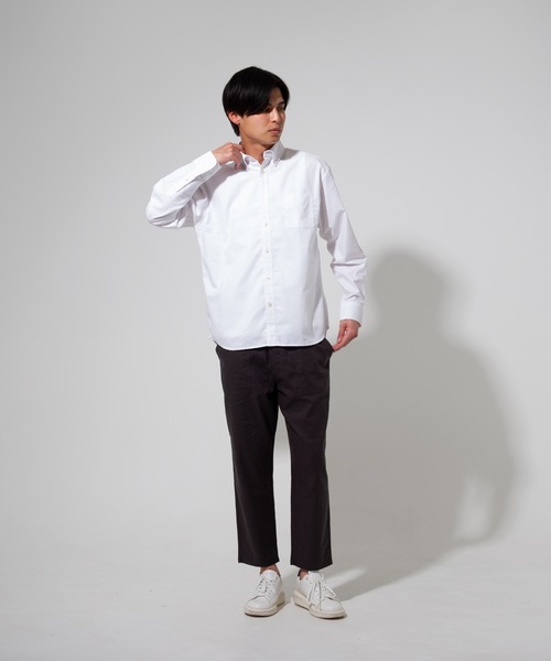 Blue Standard (ブルースタンダード)の「【BLUE STANDARD】楽ケアオックスリラックスBD(ボタンダウン)ビッグシルエット長袖シャツ(オーガニックコットン使用)(シャツ/ブラウス・メンズ・ホワイト/ブルー系その他/スミクロ/ダークグリーン・X-LARGE/LARGE/MEDIUM)」の14枚目の写真