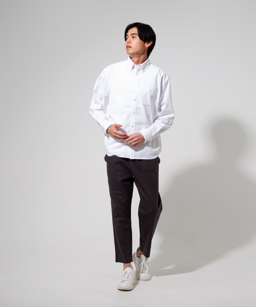 Blue Standard (ブルースタンダード)の「【BLUE STANDARD】楽ケアオックスリラックスBD(ボタンダウン)ビッグシルエット長袖シャツ(オーガニックコットン使用)(シャツ/ブラウス・メンズ・ホワイト/ブルー系その他/スミクロ/ダークグリーン・X-LARGE/LARGE/MEDIUM)」の16枚目の写真